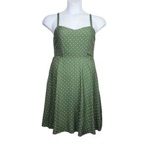 Old Navy Womens Sleeveless Green White Polka Dot Cami Mini Dress Size M NWT